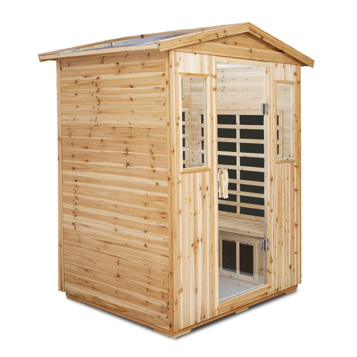 4 Person Old Fir Far Infrared Outdoor Sauna Room - Natural