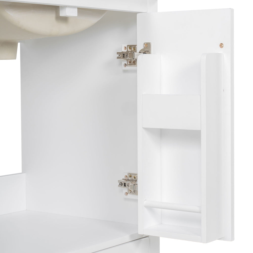 Bathroom Vanity With Sink, 1 Divided Drawer And 2 Soft Close Doors With Double Shelf