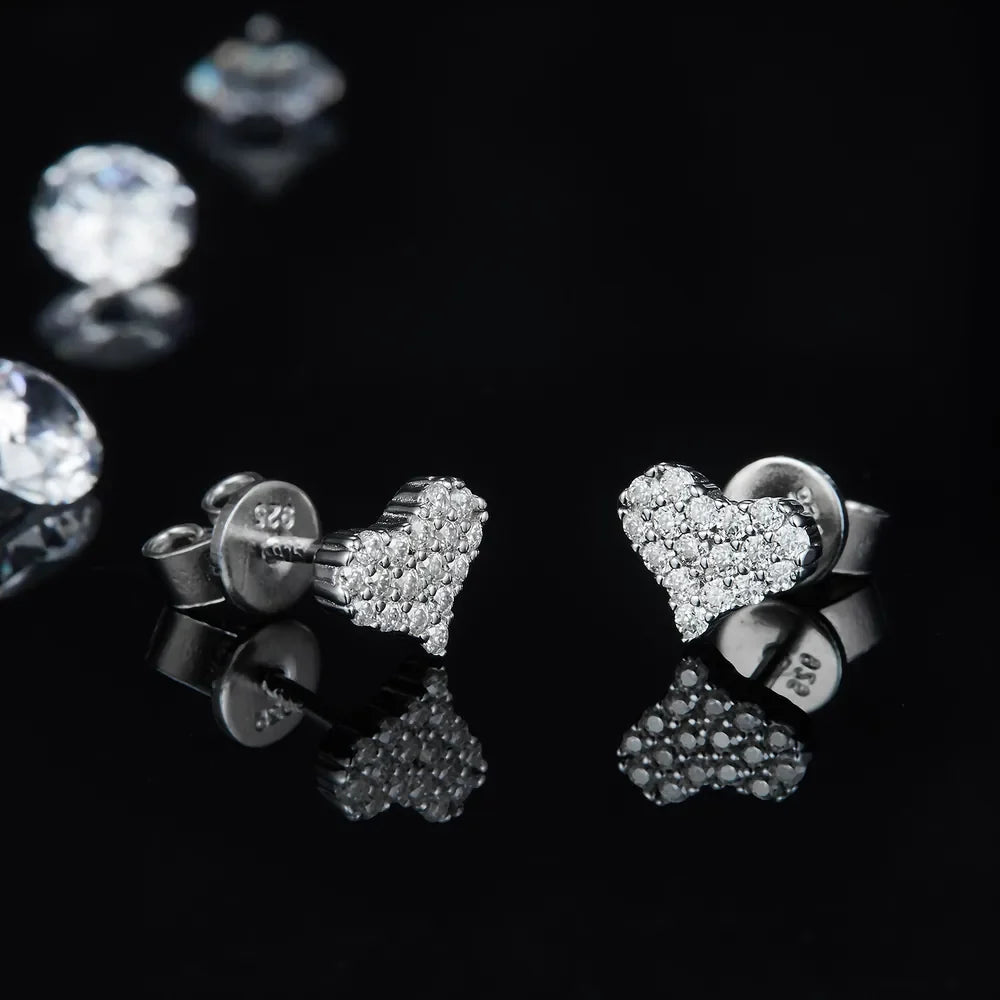 Sparkala™ 925 Sterling Silver Heart Stud Earrings