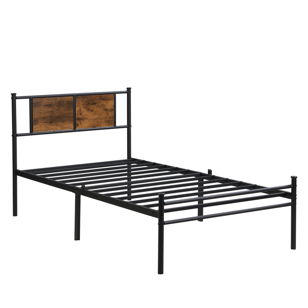 Modern Metal Bedframe With Headboard, Durable Steel Structure