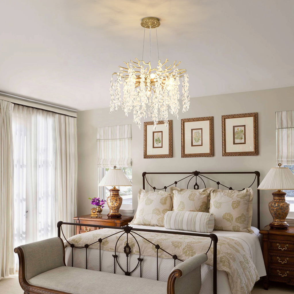 6-Light Chandelier Crystal Ceiling Lamp in Gold