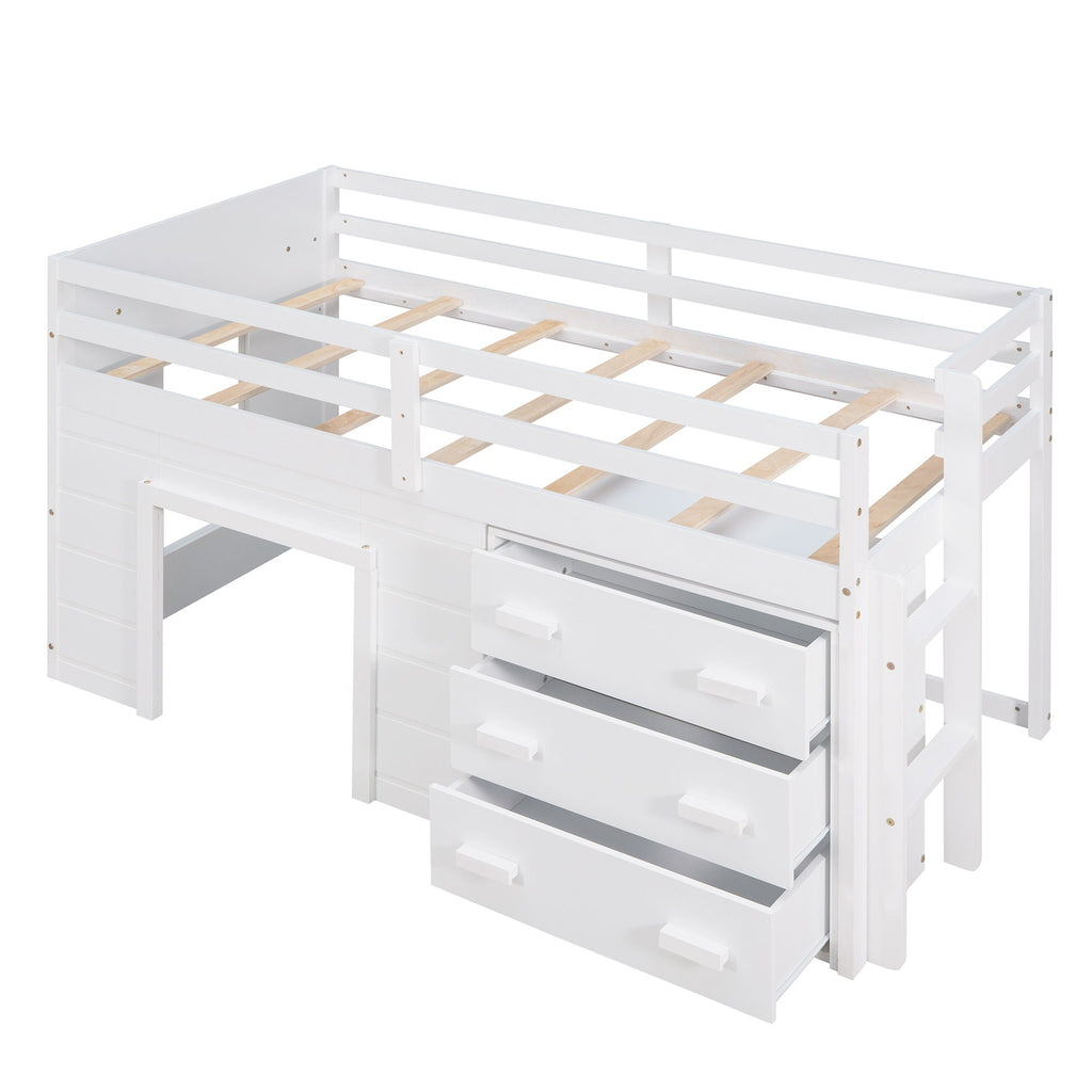 Loft Bed With Cabinet And Shelf