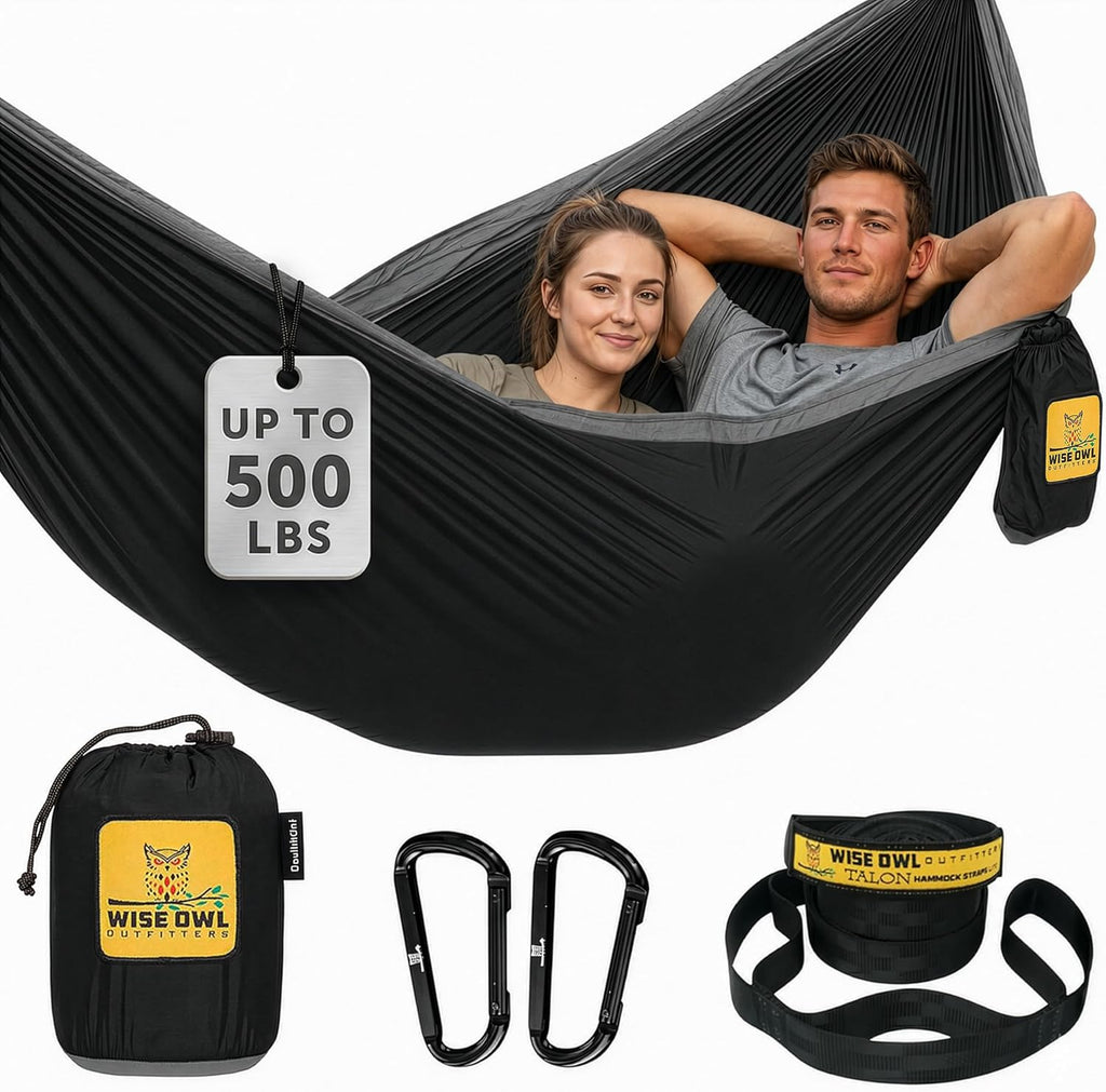 Camping Hammock – up to 500Lbs Portable Hammock with Tree Straps - Travel, Backpacking, Hiking, Outdoors Camping Gear - Single or Double