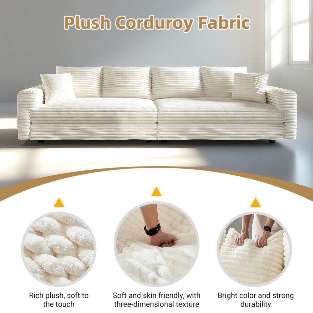 Deep Seat Convertible Sofa With Soft Pillows And Ottomans