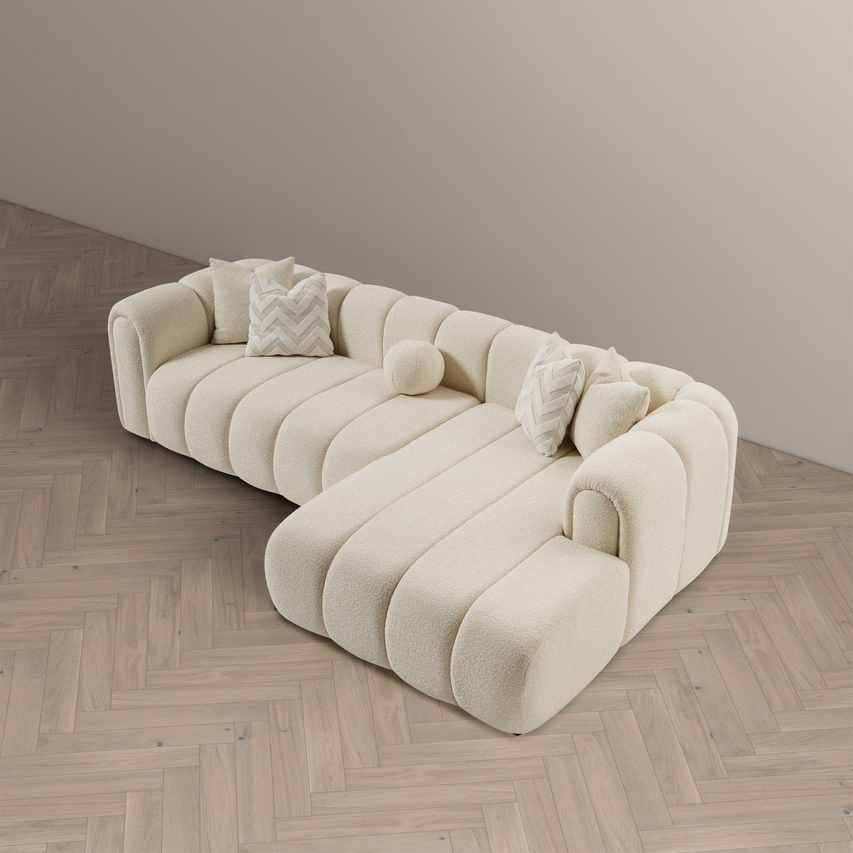 Beatrice - Modern Tufted Right Sectional Sofa - Ivory