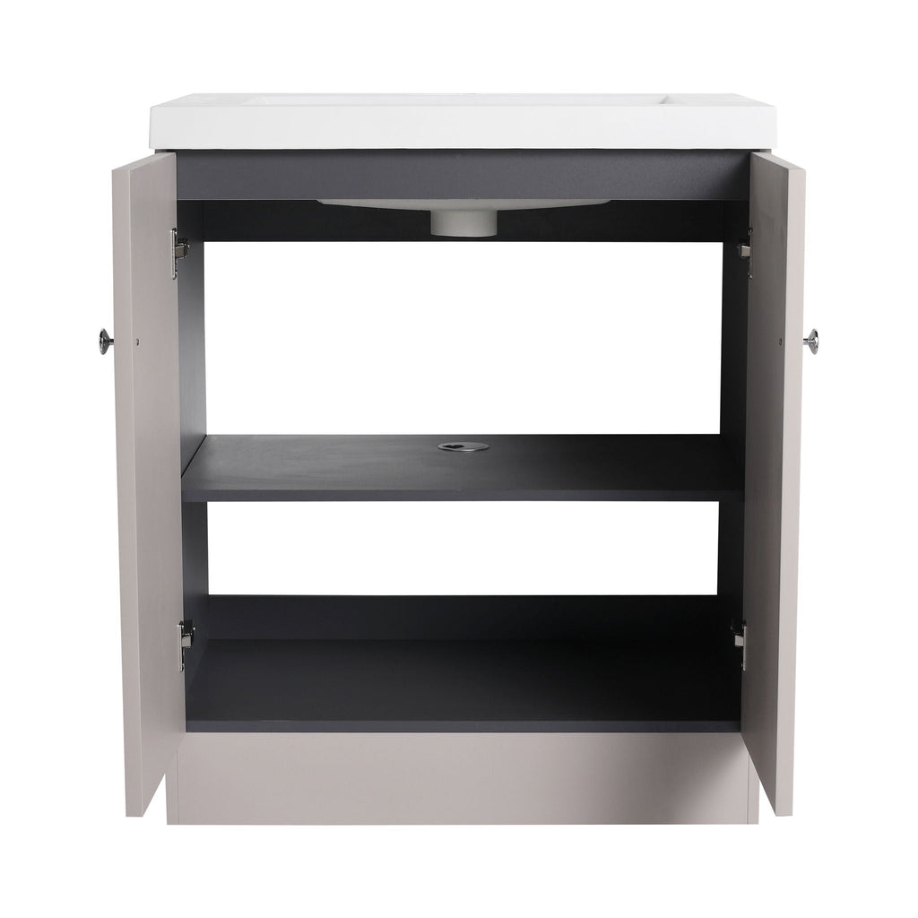 Contemporary Freestanding Bathroom Vanity With Resin Sink & Soft-Close Cabinet Doors