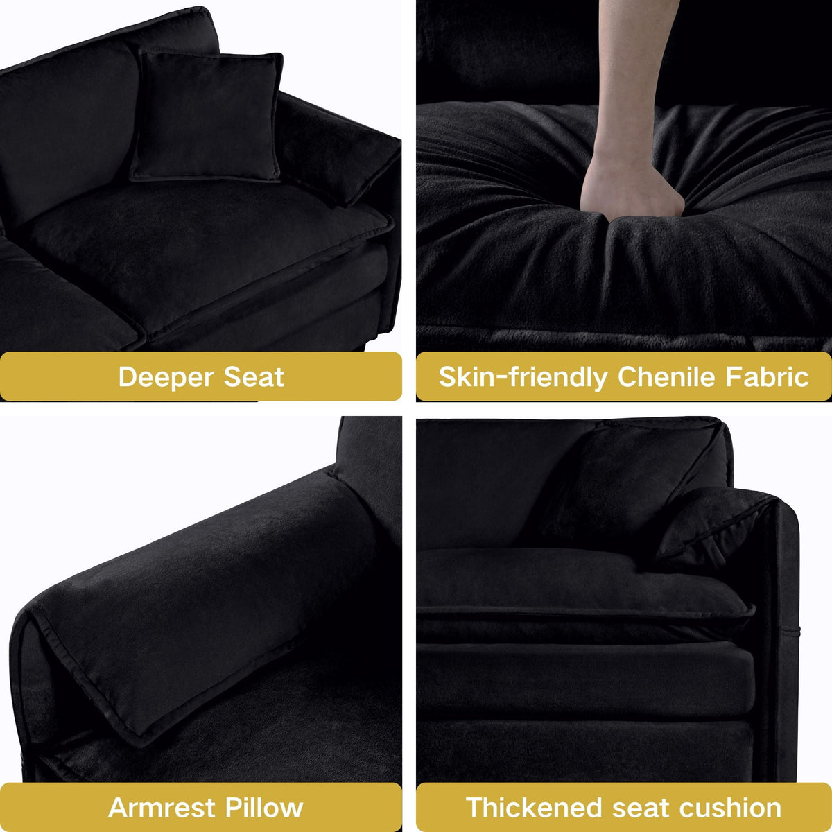 Modern Comfy Deep Seat Modular Sectional Sofa Cloud Couch With Ottoman