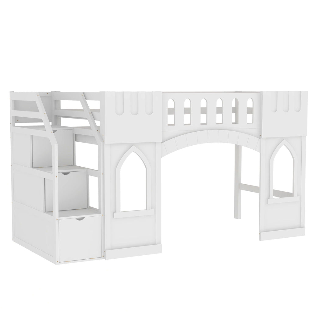 Loft Bed With Storage Staircase And Windows