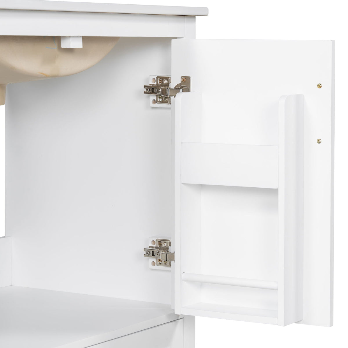 Bathroom Vanity With Sink, 1 Divided Drawer And 2 Soft Close Doors With Double Shelf