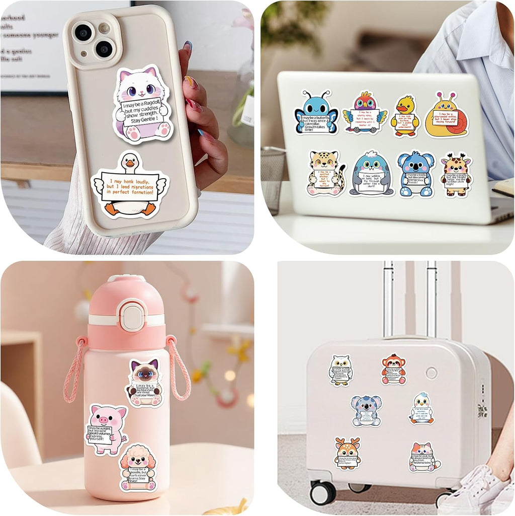 112 Pcs Emotional Support Animal Stickers - Affirmation Sticker Pack for Adults Cute Inspirational Buddies for Water Bottles, Laptops, Phones, Positive Quote Vinyl