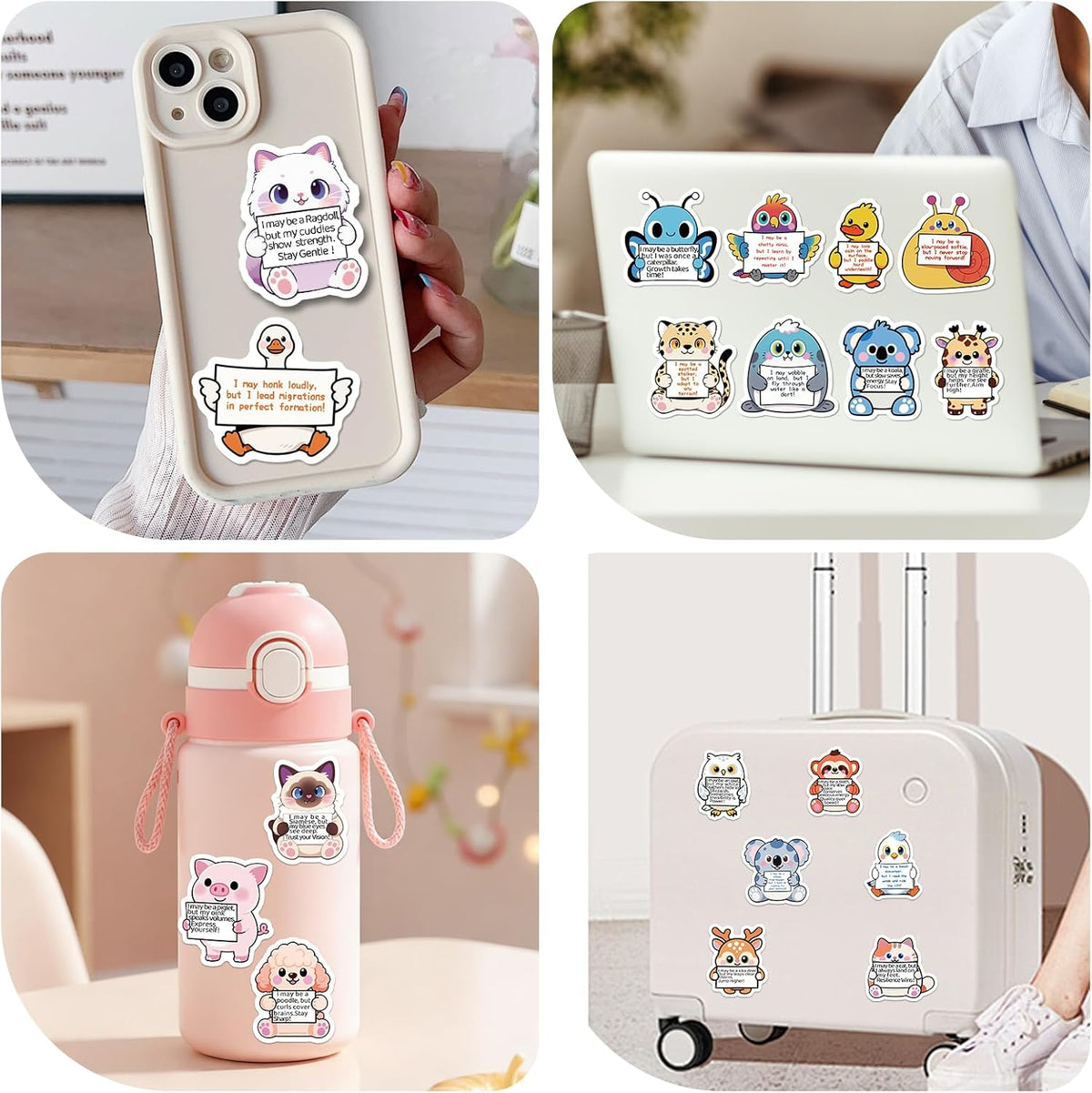 112 Pcs Emotional Support Animal Stickers - Affirmation Sticker Pack for Adults Cute Inspirational Buddies for Water Bottles, Laptops, Phones, Positive Quote Vinyl