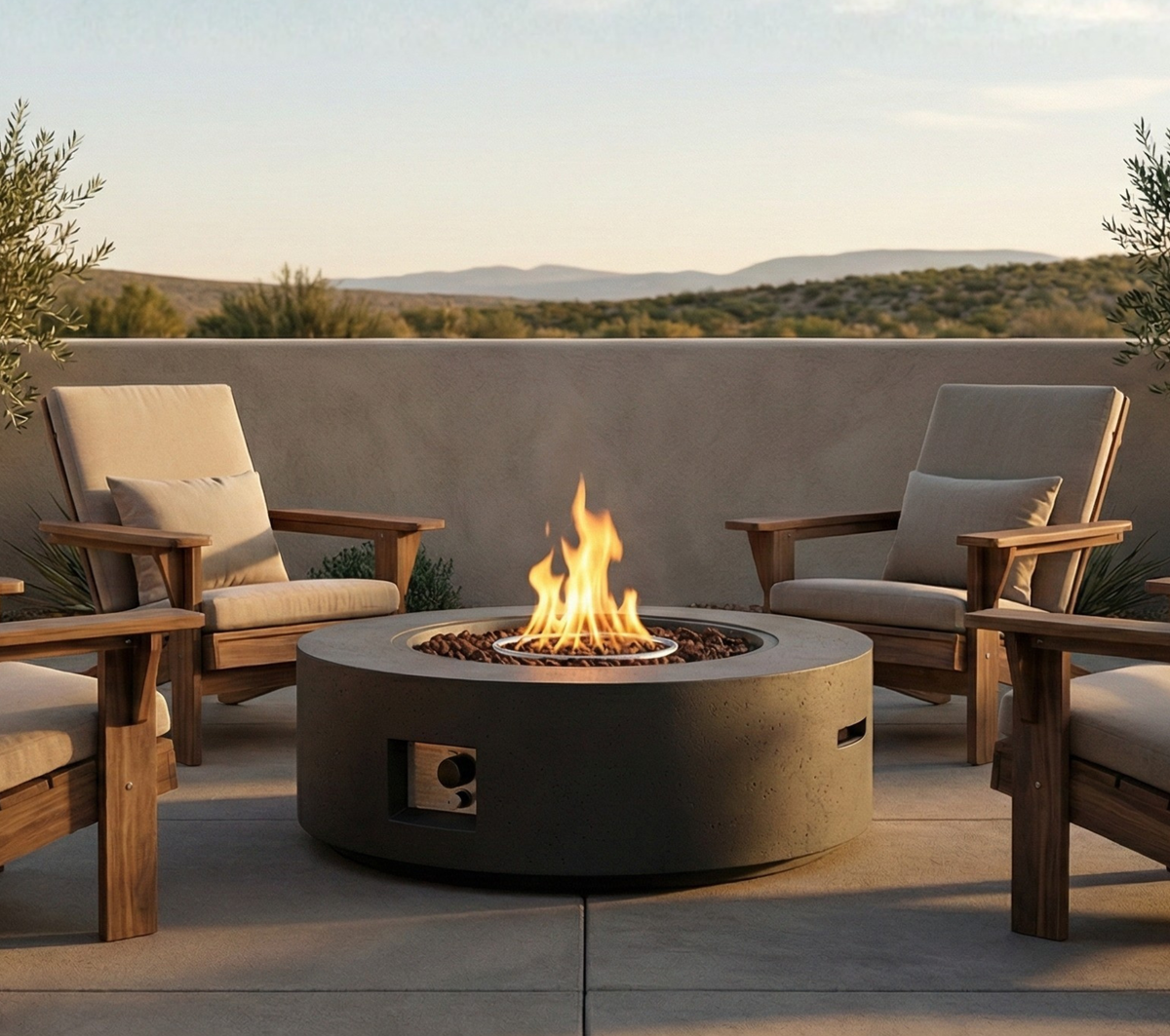 40' Round Outdoor Propane Fire Pit Table