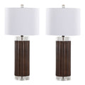 Cylinder - Fluted Contemporary Table Lamp (Set of 2) - Brown / Clear / White