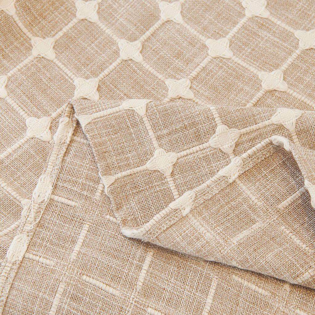 Grid Textured Sofa Cover with Sheer Ruffle Skirt, Pet-Friendly Sofa Throw Slipcover