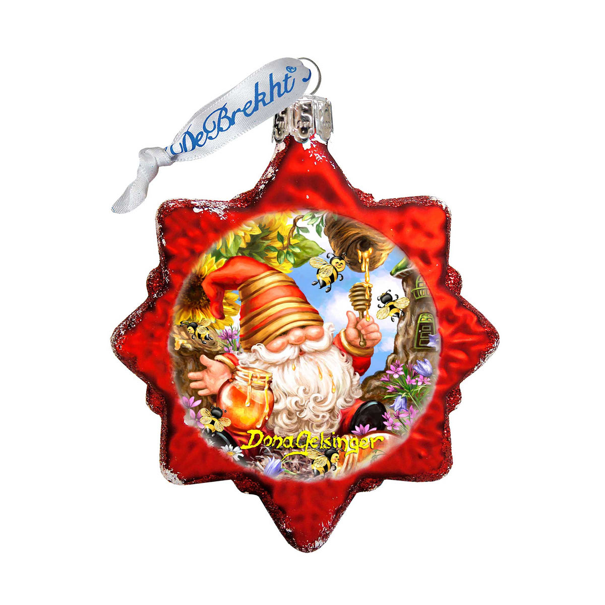 Honeycomb Gnome Dwarf Mercury Glass Ornament by D. Gelsinger - Christmas Decor - 778108-DG