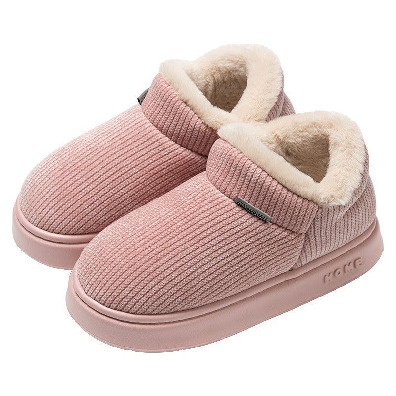 Ankle Wrap Cotton Slippers Women's Indoor Plush Thermal Non-slip Cotton-padded Shoes