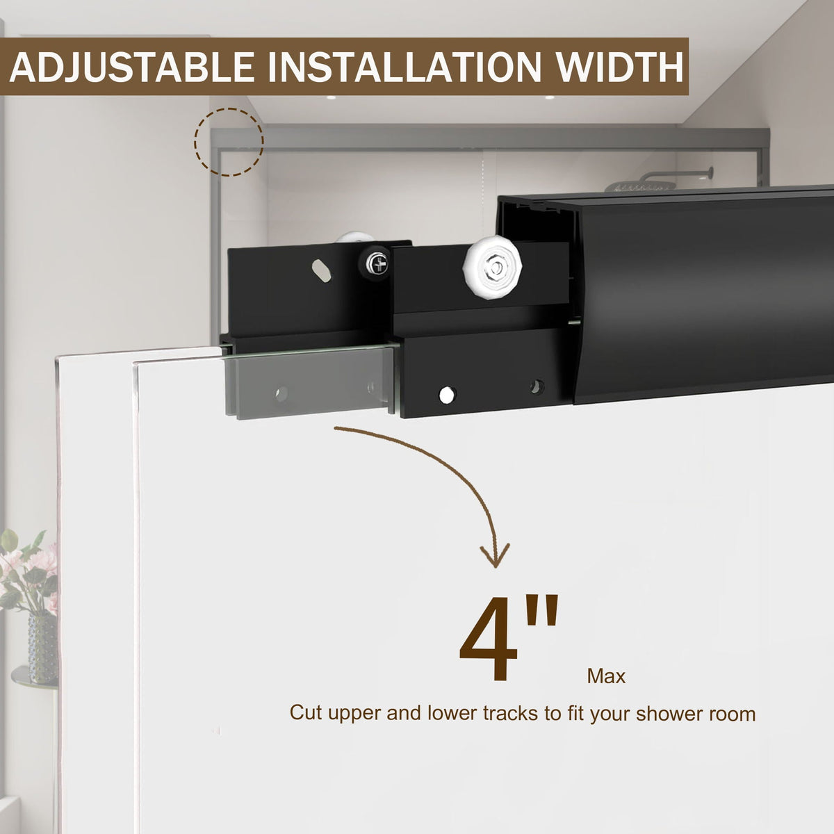 Double Sliding Shower Door, Semi-Frameless Bypass Bathroom Sliding Door With 1/4" (6 Mm) Tempered Glass For Walk-In Shower