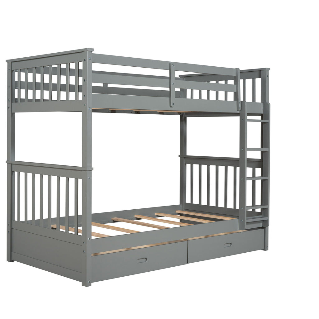 Bunk Bed With Ladders And 2 Storage Drawers