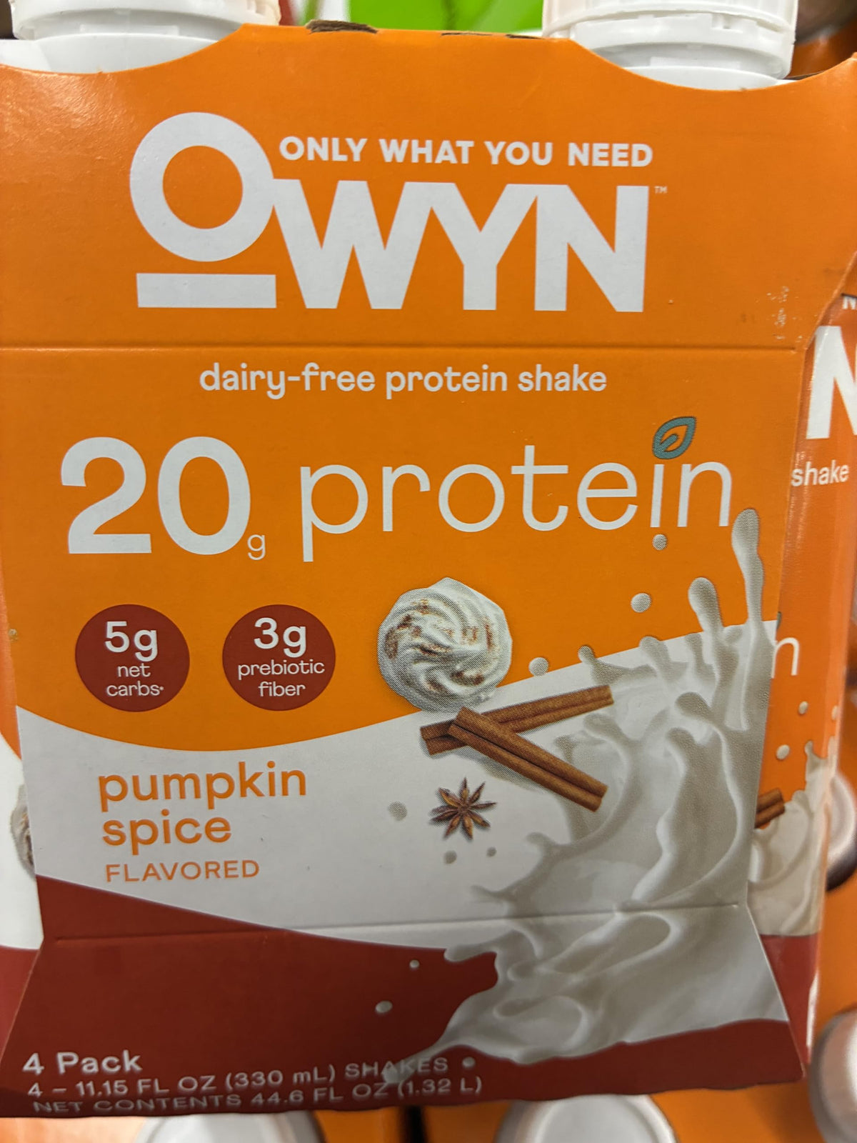 OWYN Plant-Based Pumpkin Spice Protein Shake, Case of 3, 4 Count 11.15 Ounce Bottles