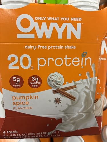 OWYN Plant-Based Pumpkin Spice Protein Shake, Case of 3, 4 Count 11.15 Ounce Bottles