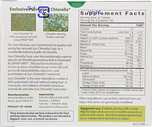 Sun Chlorella 500 Mg Tablets, 120 Count