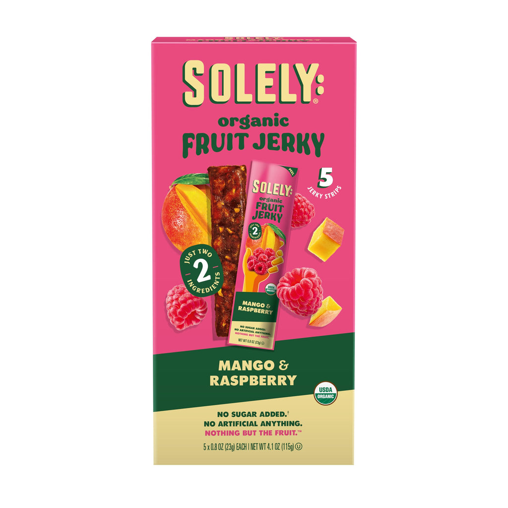 Solely Organic Mango Raspberry Fruit Jerky Multipack, Case of 12, 4.1 oz Packs