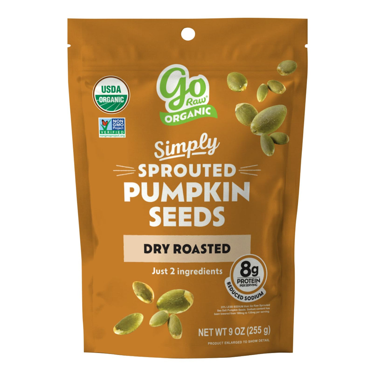 Go Raw Organic Dry Roasted Pumpkin Seeds, Case of 6, 9 Ounce