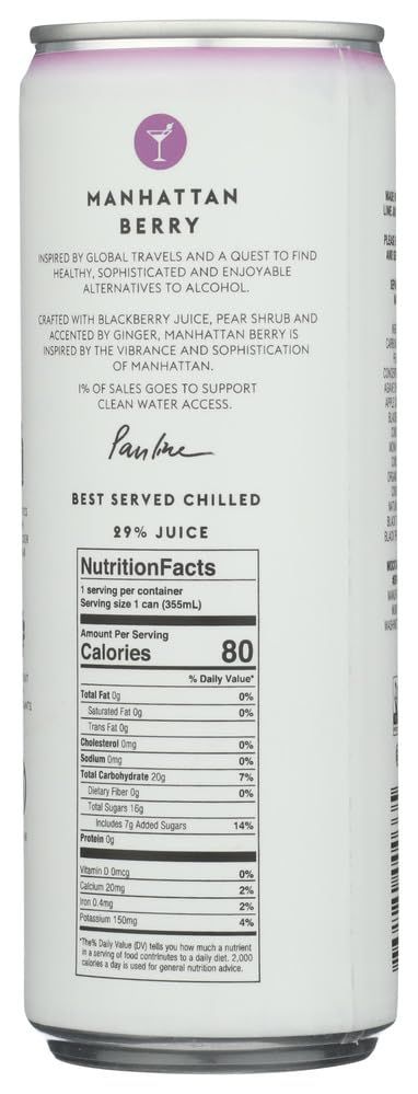 Mocktail Club Manhattan Berry Non-Alcoholic Cocktail, Case of 6, 4 x 12 Fl Oz