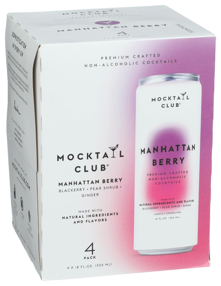 Mocktail Club Manhattan Berry Non-Alcoholic Cocktail, Case of 6, 4 x 12 Fl Oz