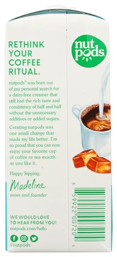 nutpods Caramel Unsweetened Dairy-Free Coffee Creamer, Case of 12, 11.2 Fluid Ounce Cartons