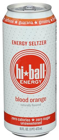 Hiball Blood Orange Energy Seltzer Water, Case of 12, 16 Fl Oz Cans