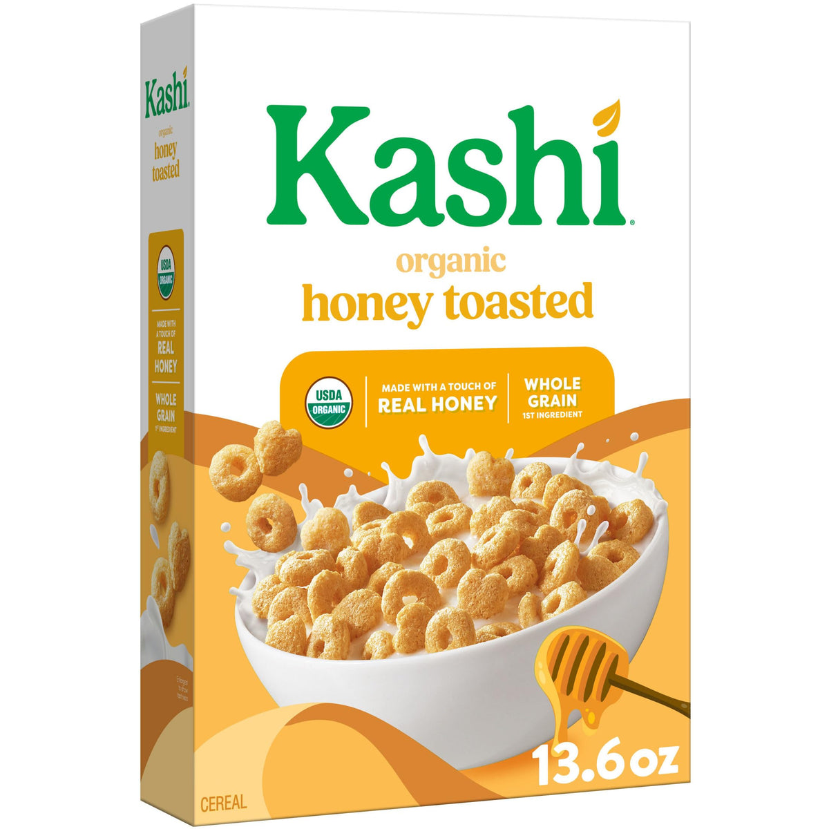Kashi Organic Honey Toasted Breakfast Cereal, Case of 8, 13.6 Oz Boxes