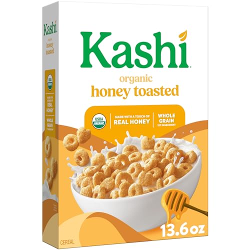 Kashi Organic Honey Toasted Breakfast Cereal, Case of 8, 13.6 Oz Boxes