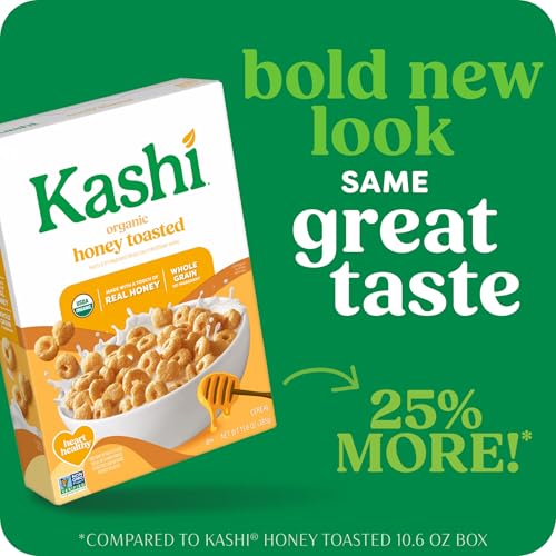 Kashi Organic Honey Toasted Breakfast Cereal, Case of 8, 13.6 Oz Boxes