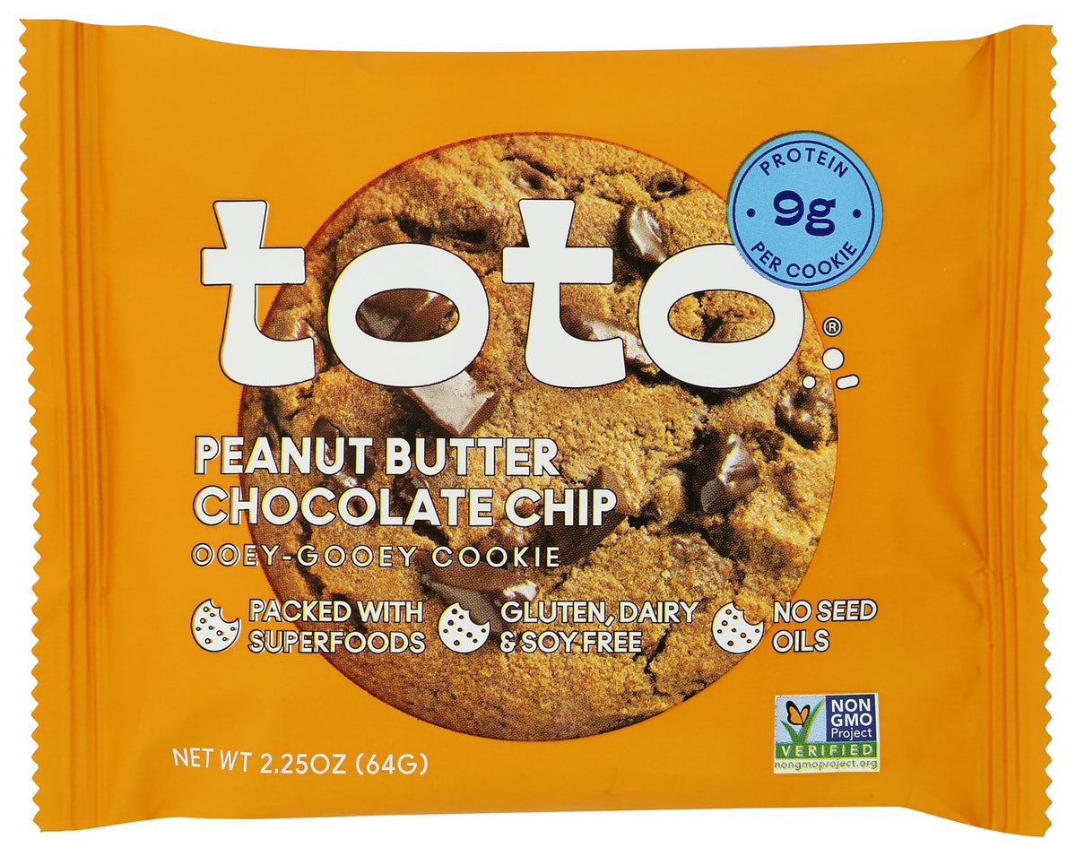 Toto Plant-Based Peanut Butter Chocolate Chip Cookies, Case of 10, 2.25 Oz Cookies