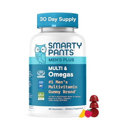 SmartyPants Men's Multi and Omega-3 Gummy Vitamins, 90 Count