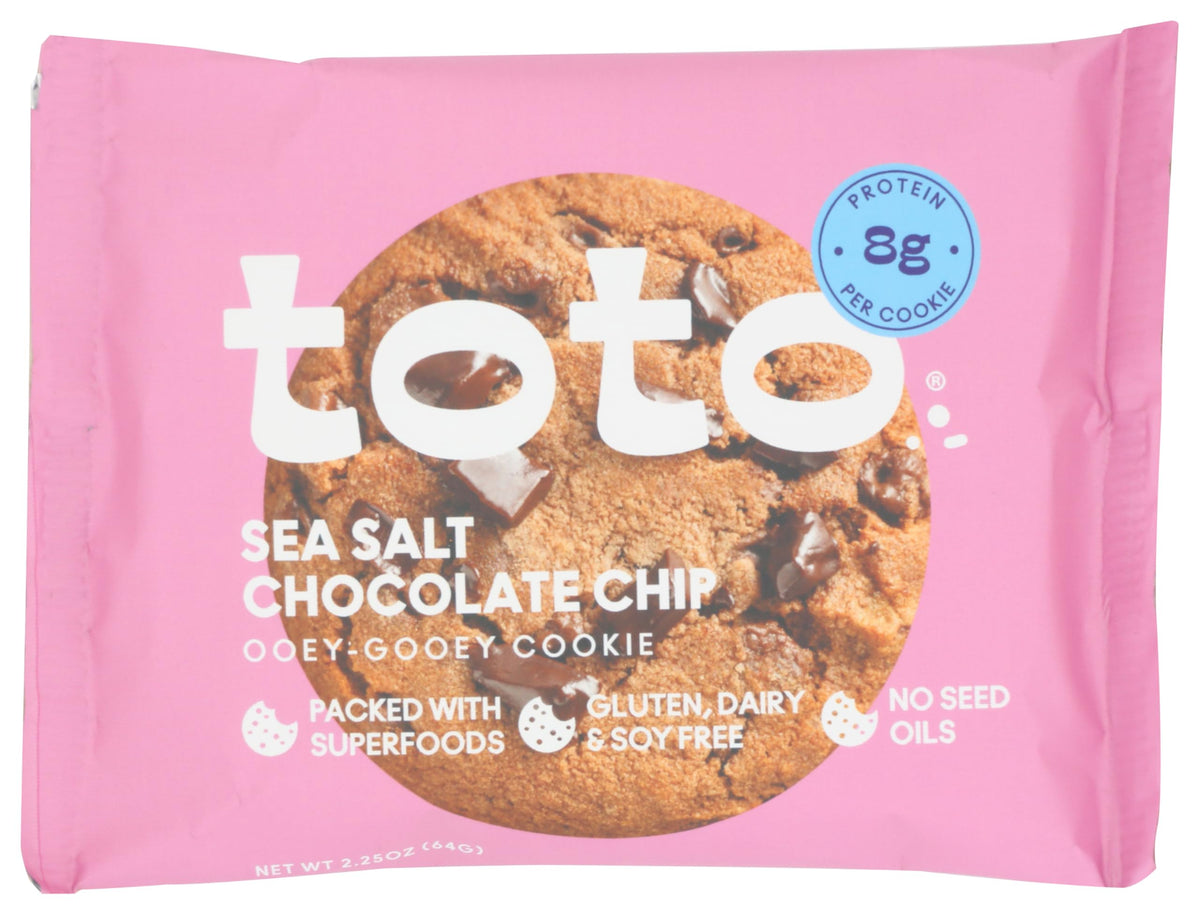 Toto Plant-Based Sea Salt Chocolate Chip Cookies, Case of 10, 2.25 Oz Packs