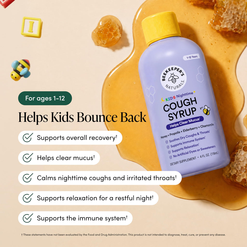 Beekeeper's Naturals Kids Natural Propolis Cough Syrup, 4 Fluid Ounces