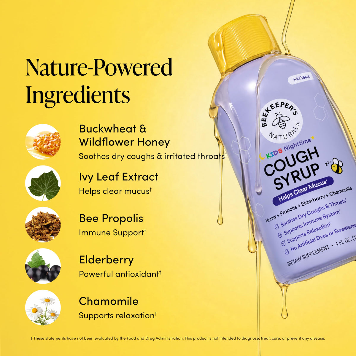 Beekeeper's Naturals Kids Natural Propolis Cough Syrup, 4 Fluid Ounces