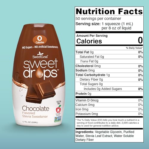 SweetLeaf Chocolate Sweet Drops Liquid Stevia Sweetener, Case of 12, 1.7 Fluid Ounce
