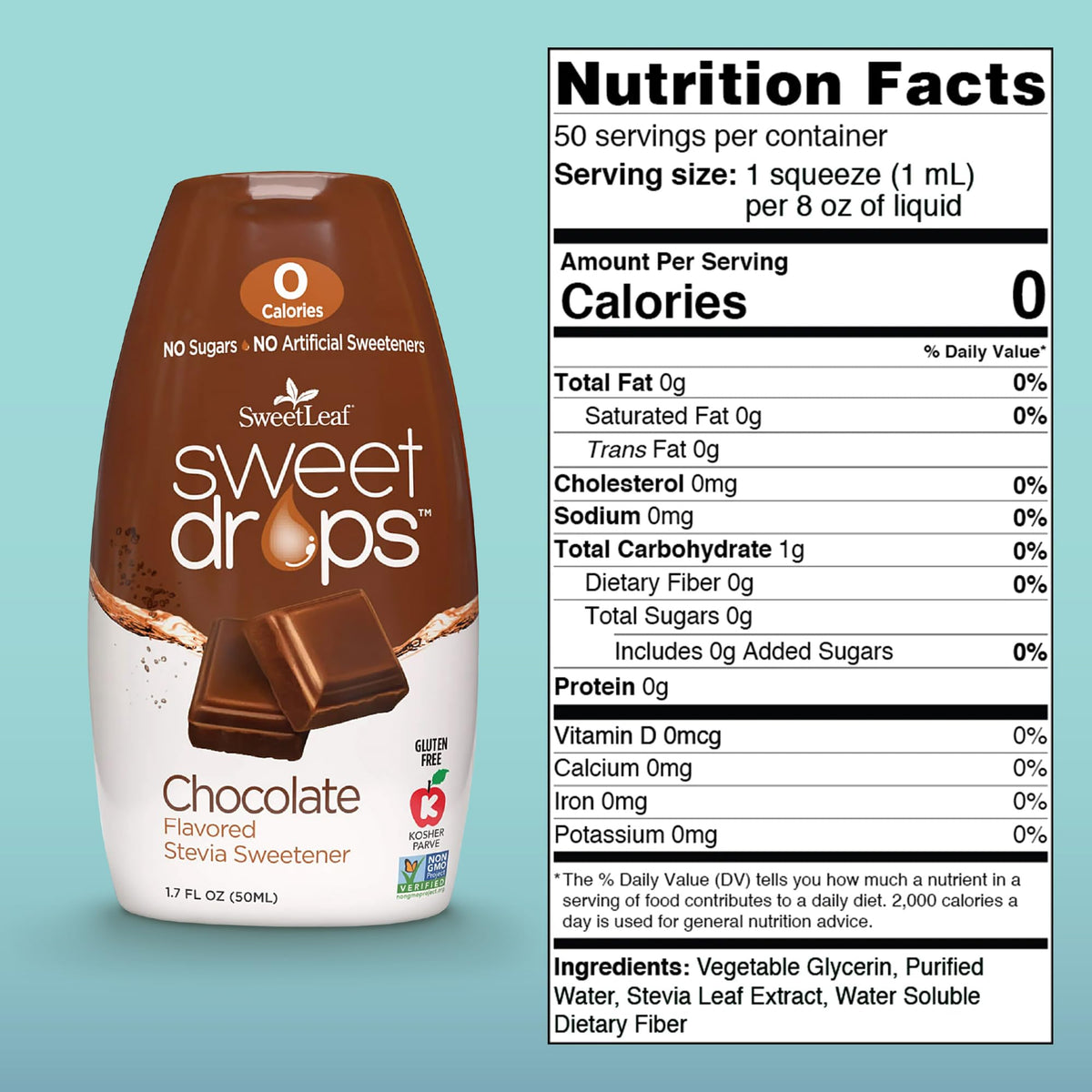 SweetLeaf Chocolate Sweet Drops Liquid Stevia Sweetener, Case of 12, 1.7 Fluid Ounce