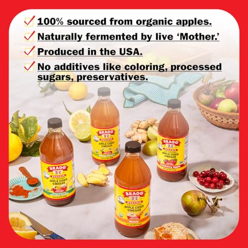 Bragg Organic Cranberry Apple Cider Vinegar Blend, Case of 6, 16 Fluid Ounce