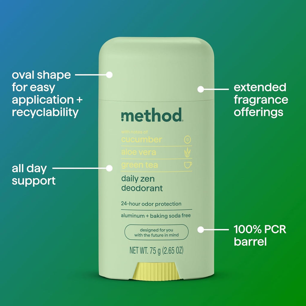 Method Daily Zen Deodorant, Case of 24, 2.65 Ounce Sticks