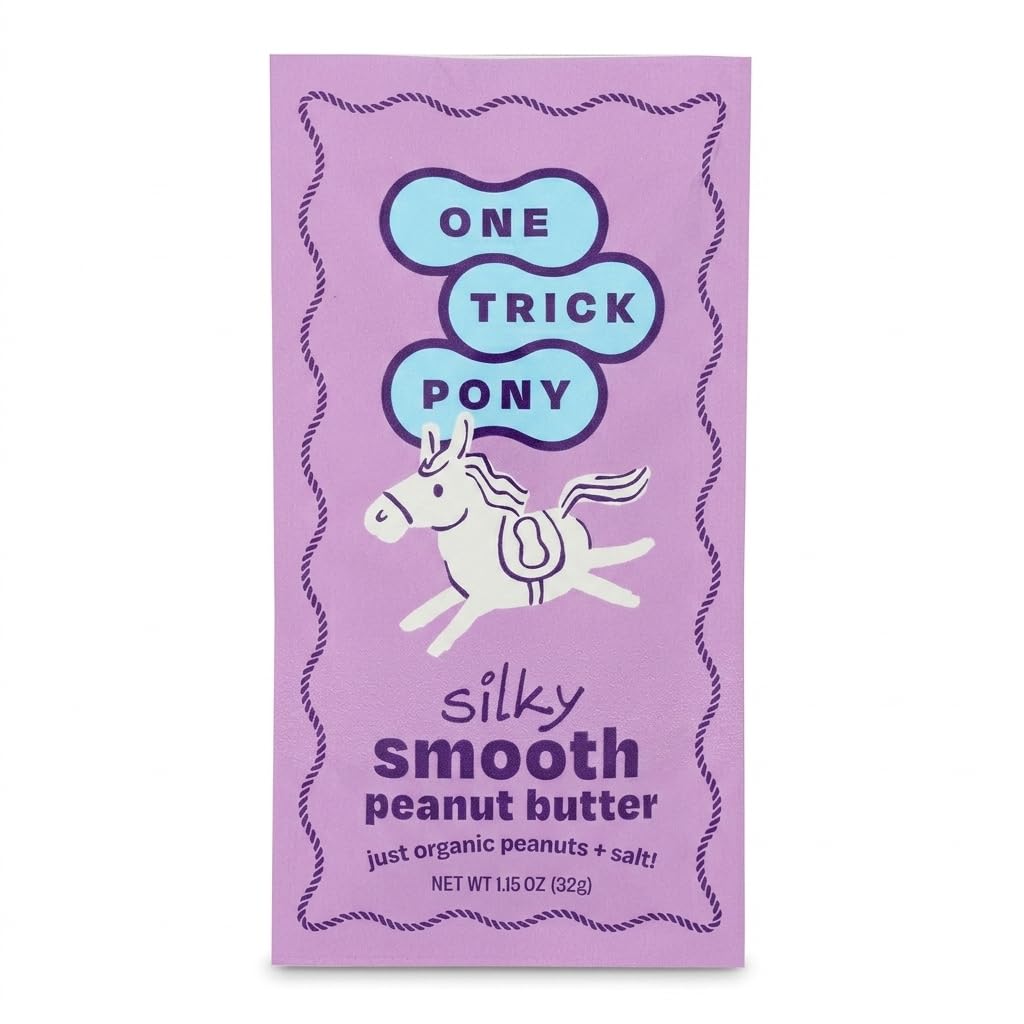One Trick Pony Organic Smooth Peanut Butter Packs, Case of 4, 10 Count, 1.15 Ounces Each