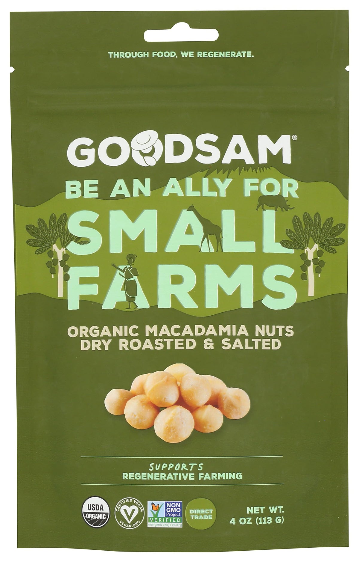 GoodSam Organic Roasted Salted Macadamia Nuts, Case of 8, 4 oz