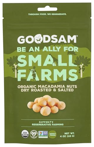 GoodSam Organic Roasted Salted Macadamia Nuts, Case of 8, 4 oz