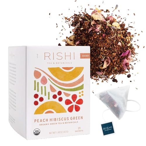 Rishi Organic Hibiscus Green Tea, Case of 6, 15 Count