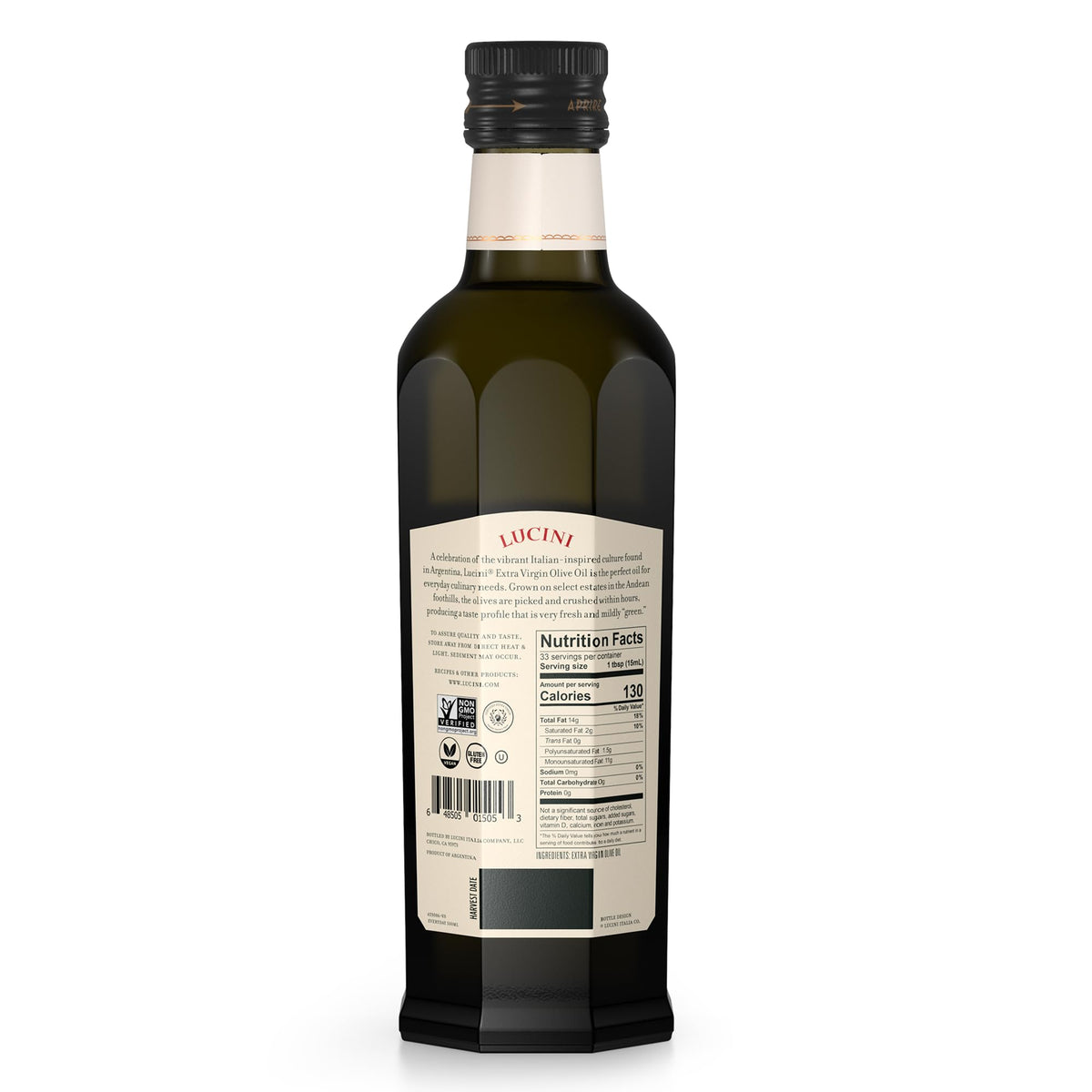 Lucini Italia Everyday Extra Virgin Olive Oil Case of 6, 16.9 Fluid Ounces