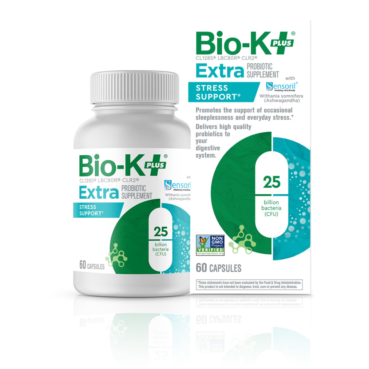 Bio-K+ Extra Stress Support Probiotic Capsules, 60 Count