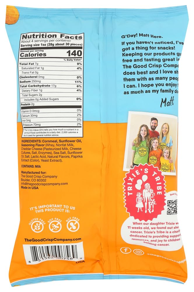The Good Crisp Company Cheddar Cheese Balls, Case of 8, 4 oz
